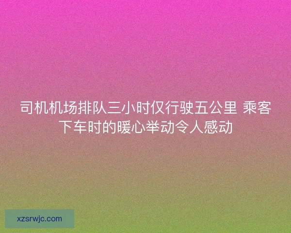 司机机场排队三小时仅行驶五公里 乘客下车时的暖心举动令人感动